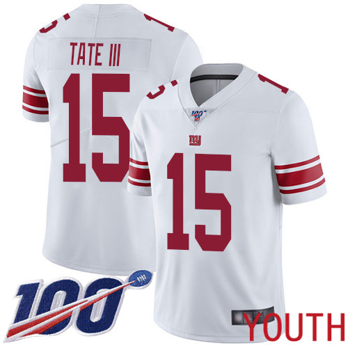 Youth New York Giants #15 Golden Tate III White Vapor Untouchable Limited Player 100th Season Football NFL Jersey->new york giants->NFL Jersey